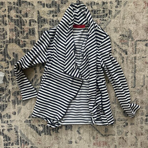 Women's Akira Chicago Striped Cardigan S White Navy